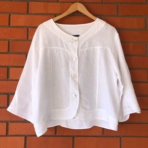 LUCA VANUCCI Women's White LINEN Top Blouse Size Made in Italy Small - Medium
